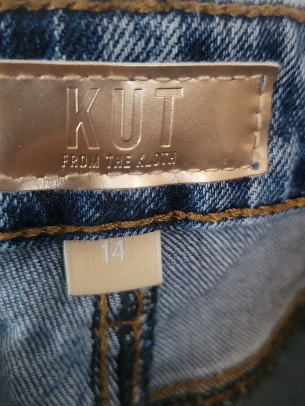 Kut from the Kloth Mid-Blue Straight Leg Jeans with Dark Side Stripes - Picture 3 of 5